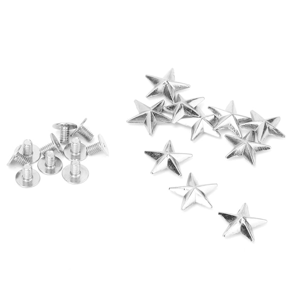 10 st Metallstjärnstuds Nitar Spik Skruv för Läderhantverk Väskor Skor DIY Dekoration (14mm silver)