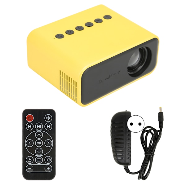 Bærbar Mini Projektor Hjemmekino Mobiltelefon Projektor for Skjermprojeksjon 100‑240V Gul EU-plugg