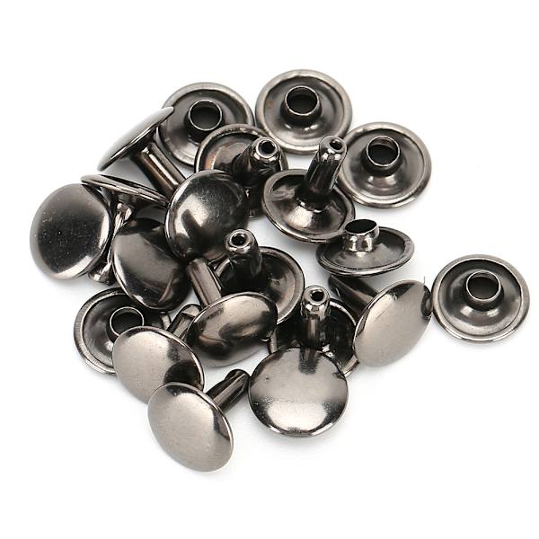 200 Set Dubbla Kappnitar Runda Dubb Spikjärn Jeans Knappar Läder Skor Väskor Kläder 10x10mm Svart