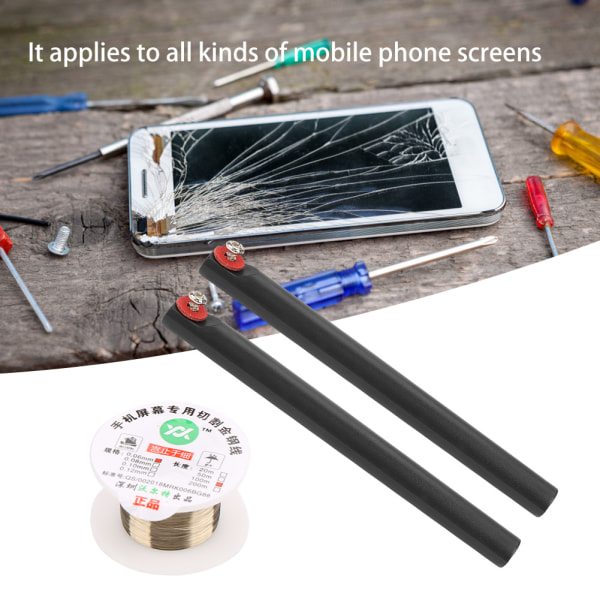 100M molybdentrådsskärlinje med handtag för iPhone LCD-skärmseparator (0,06mm*100m)