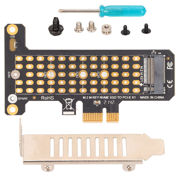 NVMe M.2 till PCIE X1 Riserkort Aluminium Värmeöverföringsdesign Halvhög Baffel NVMe PCIE Adapter för Win för Dator