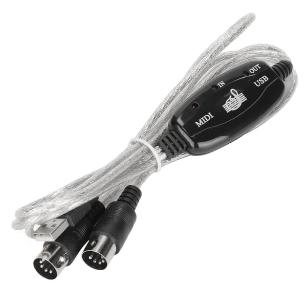 MIDI til USB-kabel ca. 2,2 yd langt 16 kanaler USB PC-interface LED-strømindgangsudgangsindikator USB MIDI-kabel