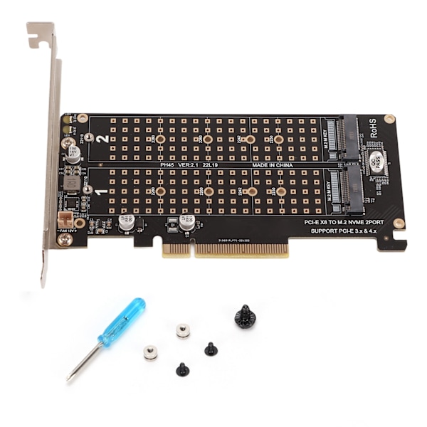 Adapterkort Dual M.2 NVMe SSD til PCIE X8 M Key Harddisk Konverter Læser Udvidelseskort PH45