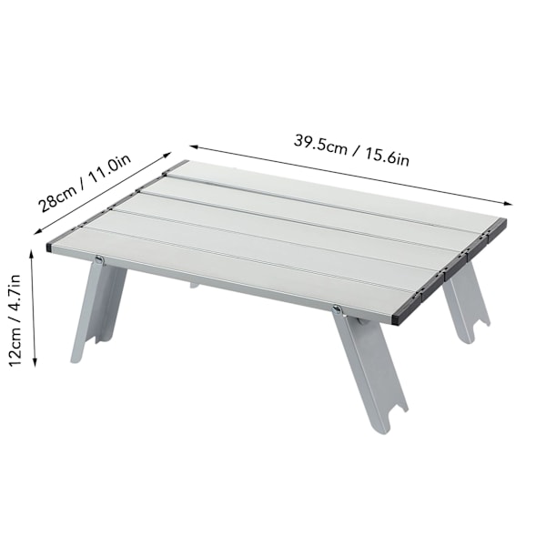 Litet hopfällbart bord för utomhusbruk, aluminiumlegering, bärbar campingbord, hopfällbart bord för strandpicknick, silver