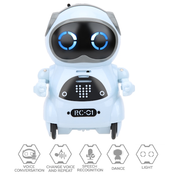 939A Robot Legetøj Interaktiv Stemmegenkendelse Optagelse Sang Dans Mini RC Robot Legetøj Blå