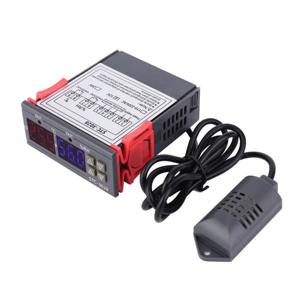 STC-3028 Digital Display Temperatur- og Fugtighedsregulator Måler med Integreret Sensor (12V)