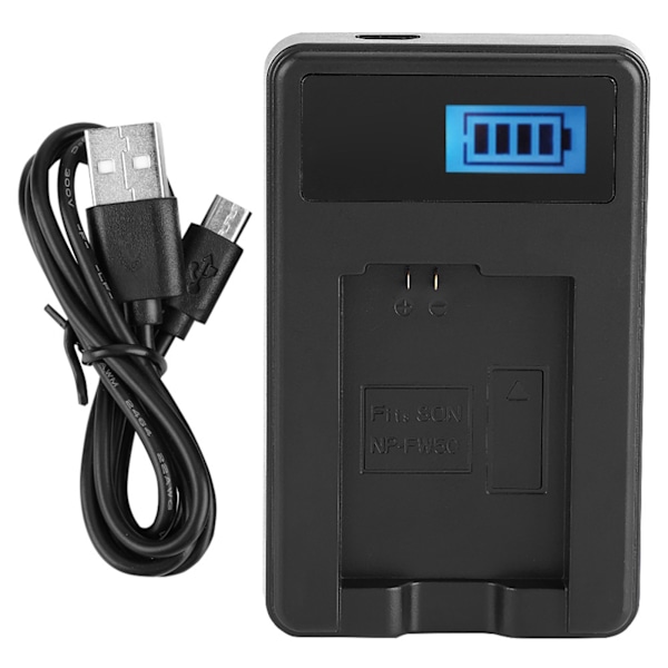 NP-FW50 Batteri LCD Enkelt Oplader til Sony Alpha A6000 A6300 A6500 A7r A7