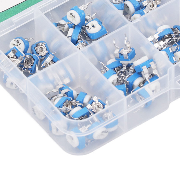 100 st Variabla Resistorer 10 Värden 500R Till 1M RM065 Blå Vit Trimmer Potentiometer Sortimentssats