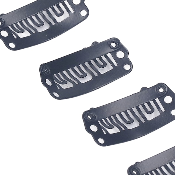 100 stk. 2,3 cm U-formede parykkklemmer 6 kamtenner Rustfritt stål Svarte parykktilbehør Snap Kamklemmer for hårforlengelse