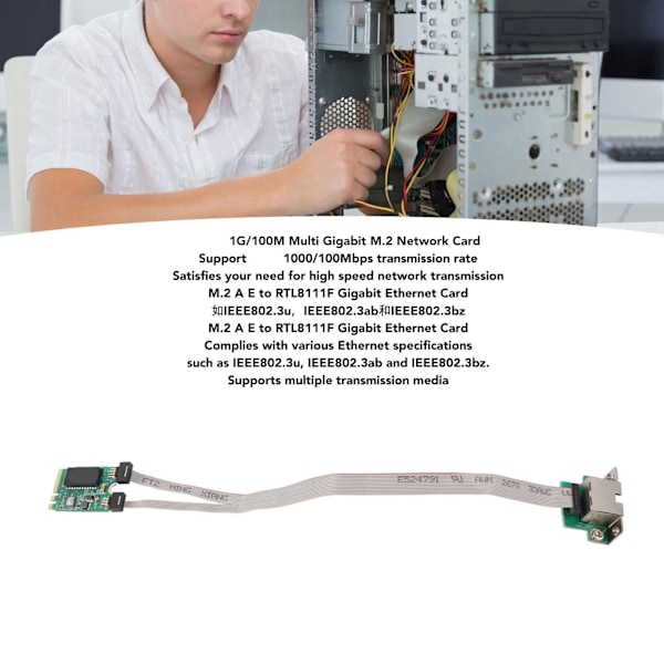 RTL8111F M.2 Ethernet Netværkskort 1G/100M Multi Gigabit M.2 Netværkskort til Win 7 8 10 11 til Linux