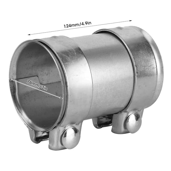3in 76mm Udstødningsrørsforbindelse Dobbeltklemme Samler Galvaniseret Stål Muffe Universal Rørreparationsdele