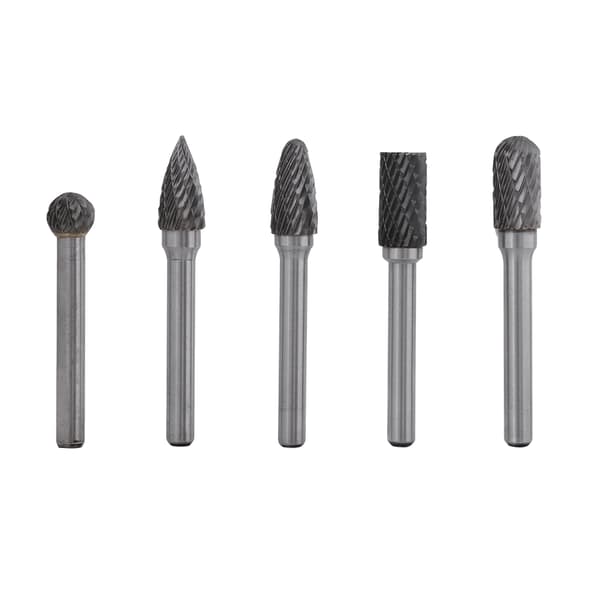 5 stk. slipefreser i wolframstål, 6 mm skaft, 10 mm hode, roterende kutterbitssett