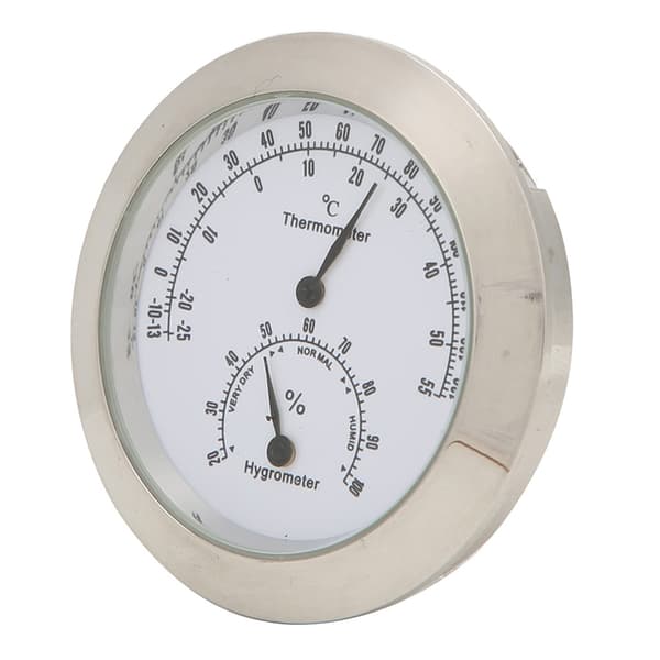Rund Termometer Hygrometer Luftfuktighet Temperaturmätare för Violin Gitarrfodral (Silver)