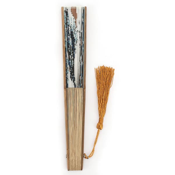 Elegant Japansk Stil Målade Vågor Retro Bambu Fällbar Fläkt Heminredning(#1)