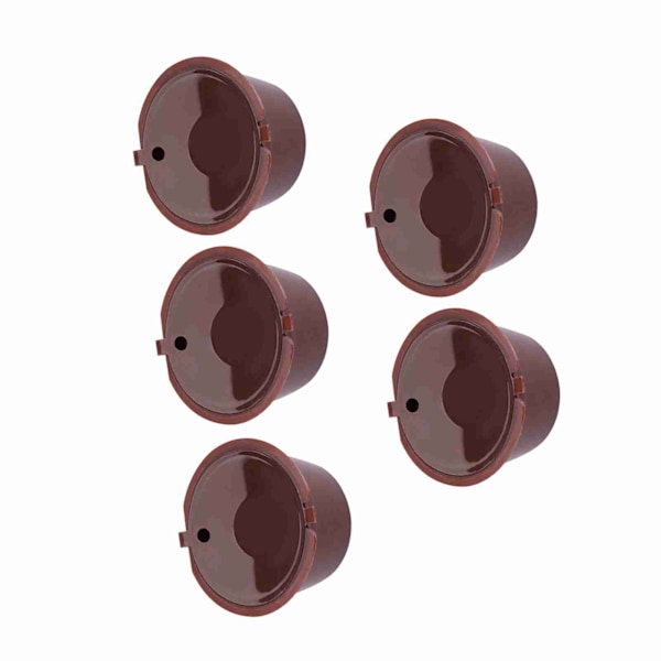 5 stk. Matvaregodkjent PP 304 Rustfritt Stål Gjenbrukbar Påfyllbar Kaffekapsel Filter (Brun)