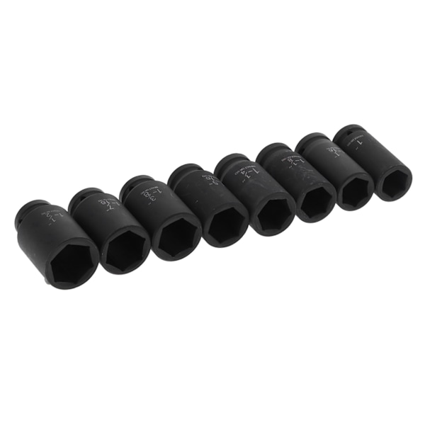8 stk. pipesett HighTorque 6-punkts slagfast dyp kromvanadiumstål bilverktøy (britisk system)