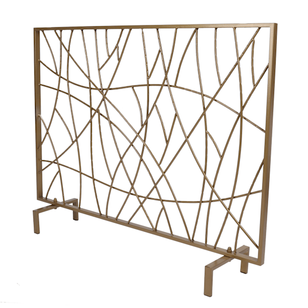 Guld Enkel Panel Järn Eldskärm Modern Stil Eldskärm Eldstadsskydd för Vardagsrumsdekor