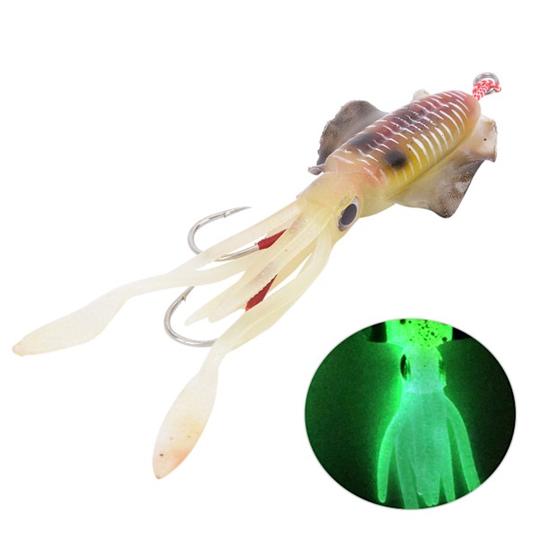 Mjukt självlysande fiskedrag UV Bläckfisk Squid Bete Fisketillbehör1#