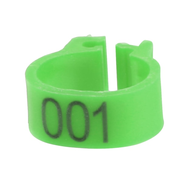 100 STK./Pose 8MM 001-100 Nummererede Plastik Brevdue Fugle Benbånd Ringe (grøn)