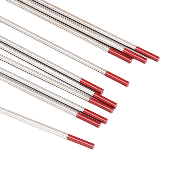 10 KPL Volframielektrodeja Punainen Kärki TIG-hitsauselektrodin Vaihto Argonkaarihitsausneulasarja 2,4x150MM
