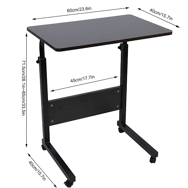 Bærbart justerbart laptop computer stander skrivebord seng side læsebord (mørk valnød)
