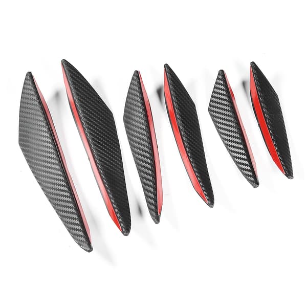 6 st Kolfiberstruktur Bilstötfångare Fena Canard Splitter Diffusor Valence Spoiler Lip