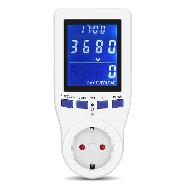 Plug Power Meter Energiovervåker Elektrisitetsbruk Volt Ampere Watt kWh Forbruk