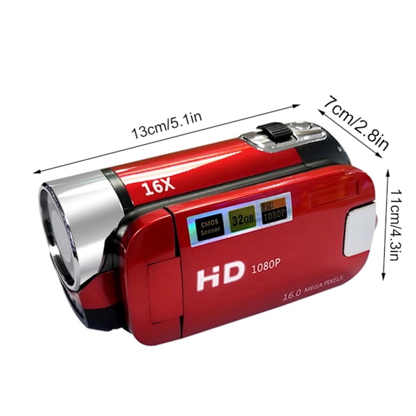 Digital Videokamera 16X F-okus Zoom Design 2.4 Tum TFT-skärm Stödjer SD-kort Batteridriven för Videostudio