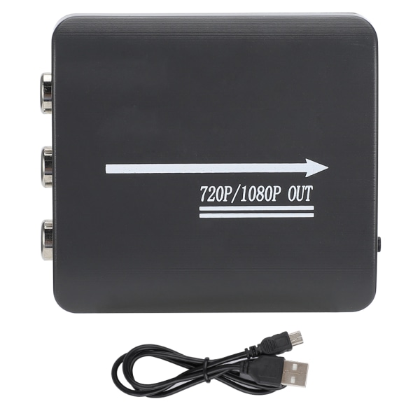 Mini AV CVBS RCA til HDMI Video Audio Konverter Adapter 1080P TV Signal Switcher Svart