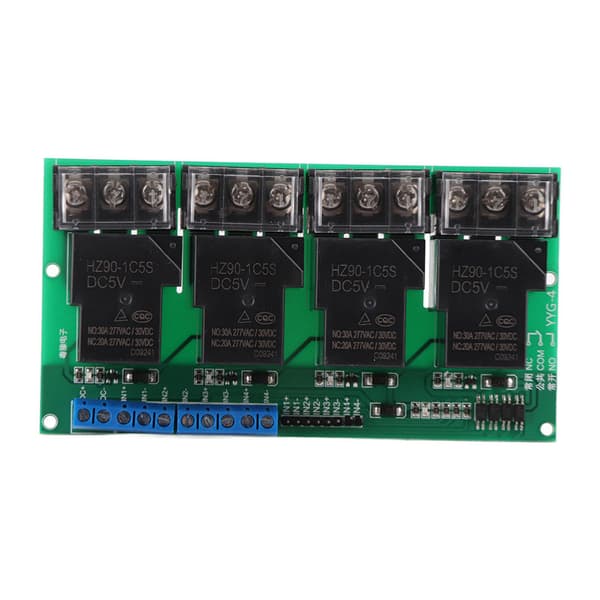 Høy Effekt Fireveis Relémodul Kontrollpanel Optokobler Isolasjon 30A YYG-4 DC5V