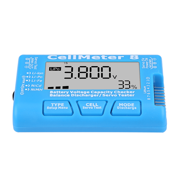 RC CellMeter 8 Digital Batterikapacitet Spänningsmätare LiPo Li Ion NiMH RC CellMeter 8