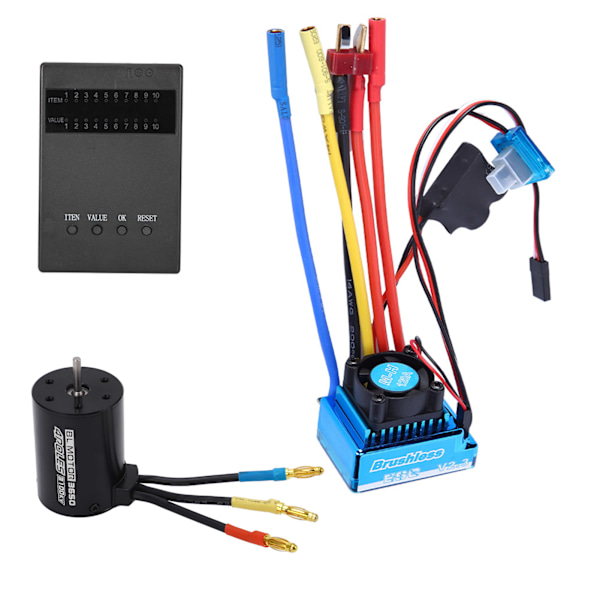 3650 Motor 3100Kv Borstlös ESC Programmeringskort Set för 1/10 RC Bil Ersättningsdel (120A)