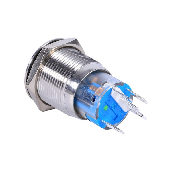 19mm 12-24V Vedenpitävä Ruostumaton Teräs Itselukittuva Painonappikytkin Vihreä LED