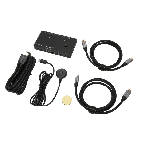 Type C KVM Switch 2 Ind 1 Ud 10Gbps 3840x2160 30Hz 60Hz Selvtilpassende EDID HD KVM Switcher til Laptop Desktop TV