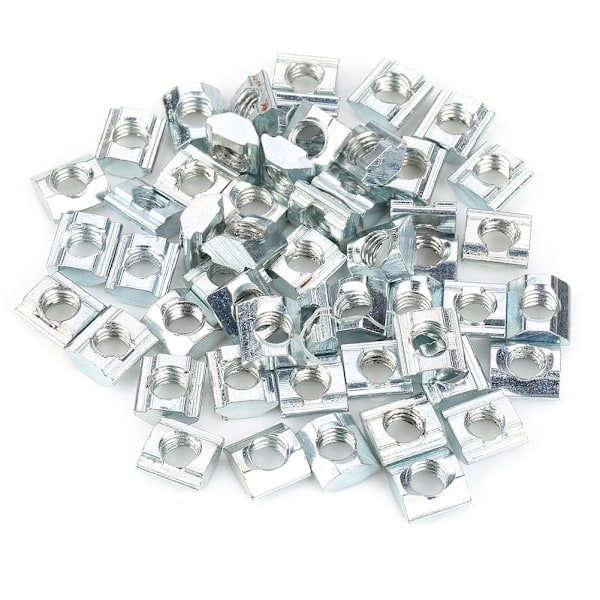 50 stk. T-spor mutter i karbonstål for 20-serie aluminiumsprofiltilbehør M6*10*5