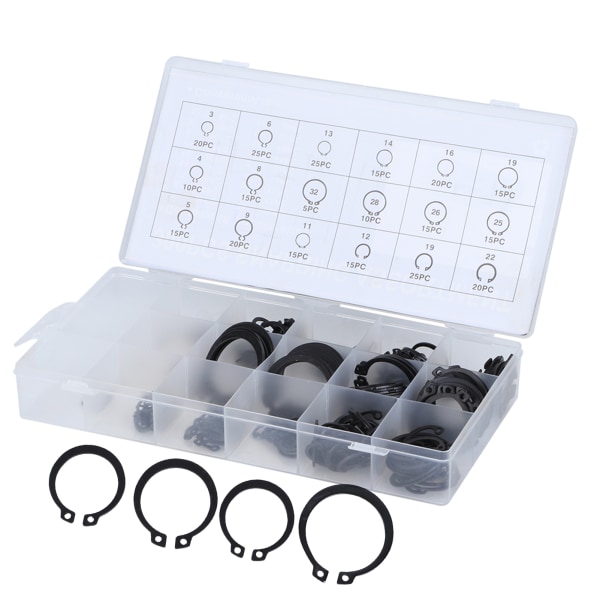 300 st 2-32 mm E Clip Snap Circlip Kit Extern hållarring Sortiment Set