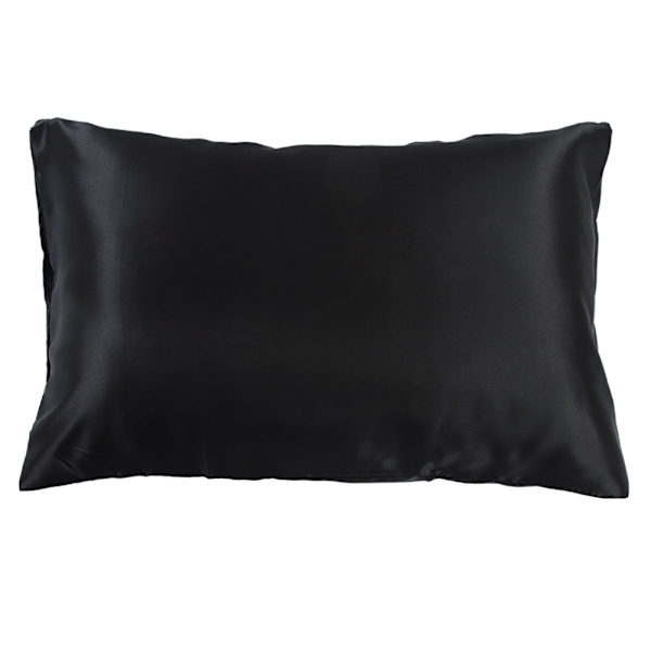 Ylellinen pehmeä silkkisatiininen tyynyliina musta vetoketjulla UK-US Queen 51*76*2 cm