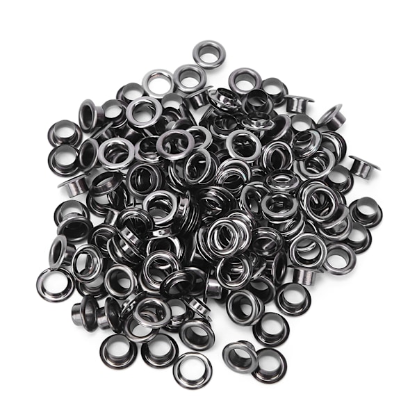100 st 6 mm mässingsdubbelnit Öljett ihålig nit för kläder väska / bälte / sko (pistolfärg)