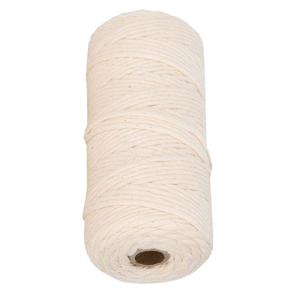 100m Bomullsnor 3mm Enkeltrådet Bomulls Macrame Garn Snor for DIY Håndverk