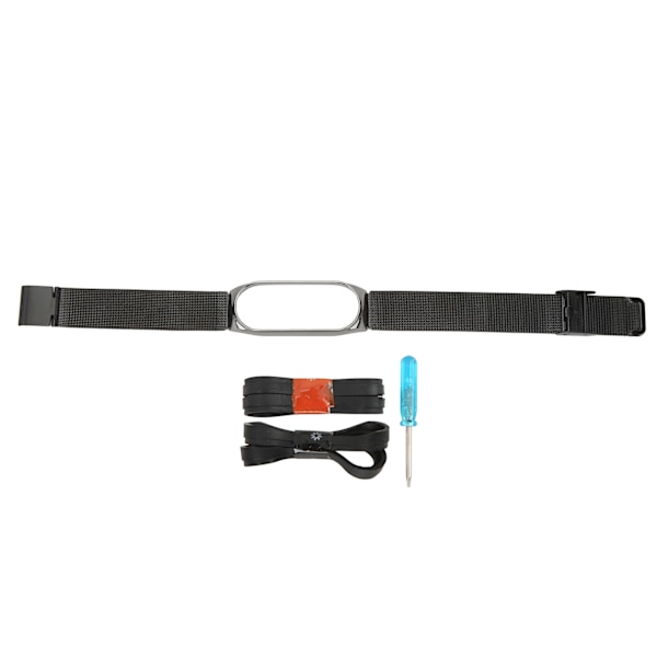 Älykellon ranneke, musta ruostumaton teräs, älykellon rannekkeen vaihto soljella Xiaomi Mi Band 6 5 4 3 -kelloille
