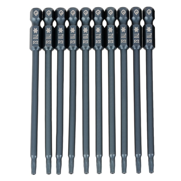 10 stk. 100mm 1/4\" Hex Skaft T10 Magnetisk Sikkerheds Stjerne Hoved Skruetrækker Bits Sæt