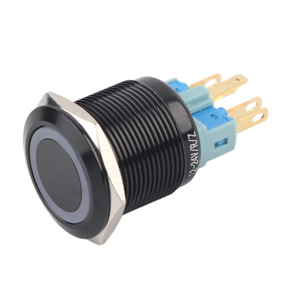 22mm 12V-24V Vattentät Självlåsande Tryckknappsbrytare Grön LED