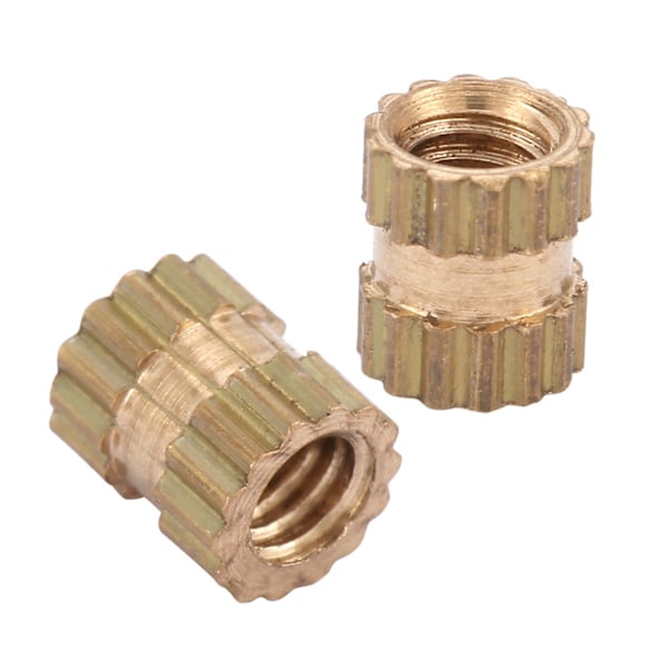 M2.5 Messing Cylinder Riflet Rund Støbt Indsats Indstøbte Møtrikker (M2.5*4*3.5; 100 stk)