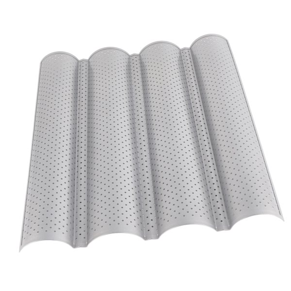 Non-stick MultiGrooves Bølgeformet Franskbrødspande Baguette Bageform Køkkenredskab (4 Riller)