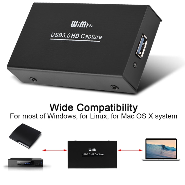 USB 3.0 HD HDMI Capture Card Device 1080P Video Audio Adapter Gratis enhet för Windows/Linux/OS X