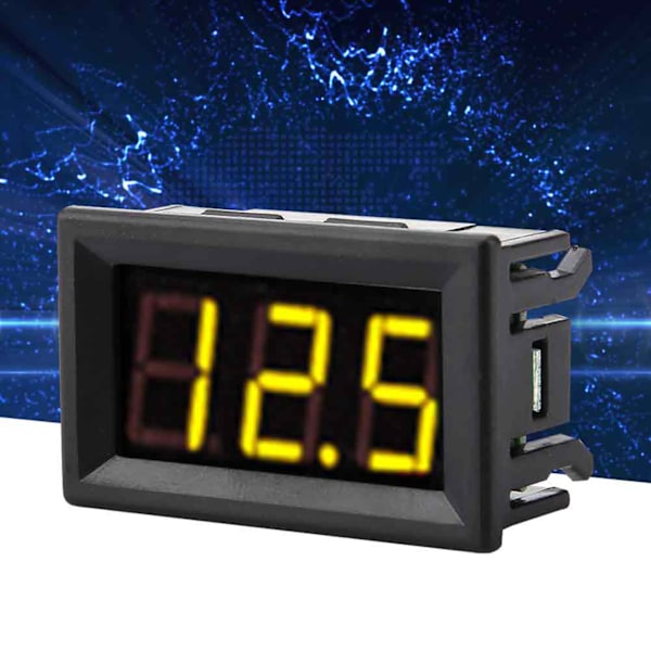 0.  56\" 3-leders digitalt LED voltmeter spenningsmålerpanel med omvendt polaritetsbeskyttelse DC0-100V (Gul)