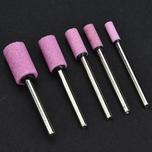 100 stk. poleringsstein hode slipehjul bor bit for slipemaskin rosa skaft diameter 3mm