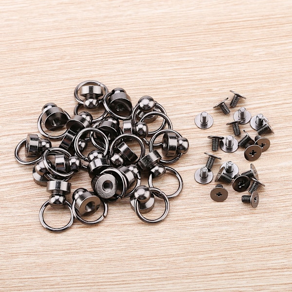 20 stk. DIY Læderhåndværk Metal Rivet med Ring Spænde til Taske / Telefon Cover Dekoration (sort)
