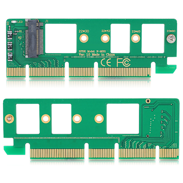 Adapter Transfer Udvidelseskort PCIE 3.0 x4 x8 x16 til NVME M.2 NVMe SSD Grøn ABS