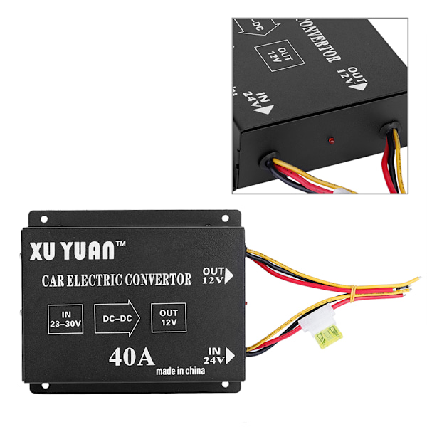 Bil Lastbil 40A 480W DC 24V til 12V Strøm Konverter Elektrisk Spændingsreducer Trin ned Transformer